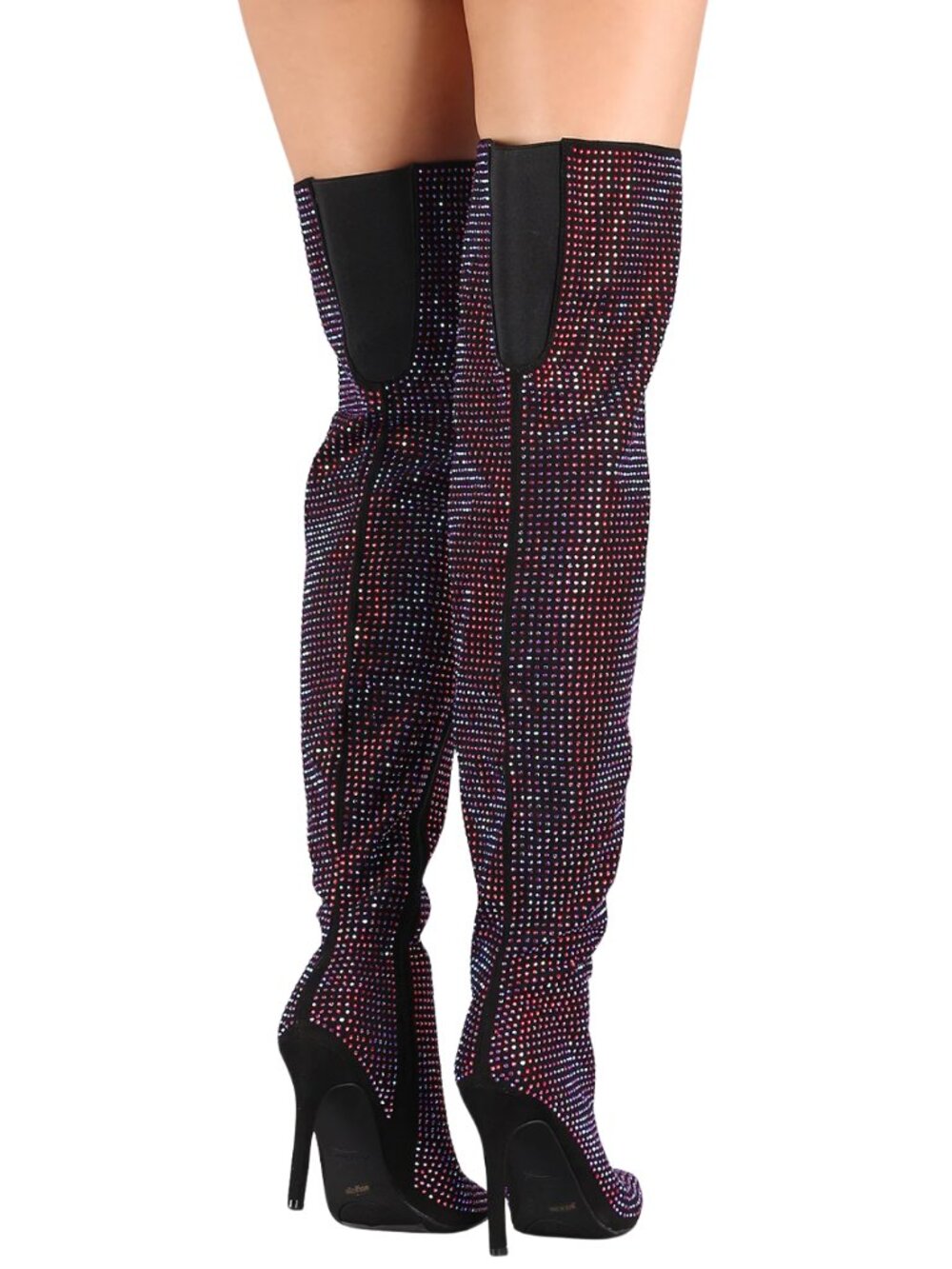 NWOB Anne Michelle Sparkly Rhinestone Thigh High Boots BLKRED Size 8 PLEDGE - 28